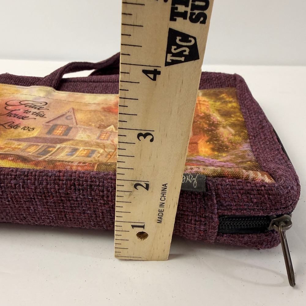 Vintage Gregg Bible Cover Case Large Purple Cottage House Luke 10:5 Made USA - Picture 12 of 12